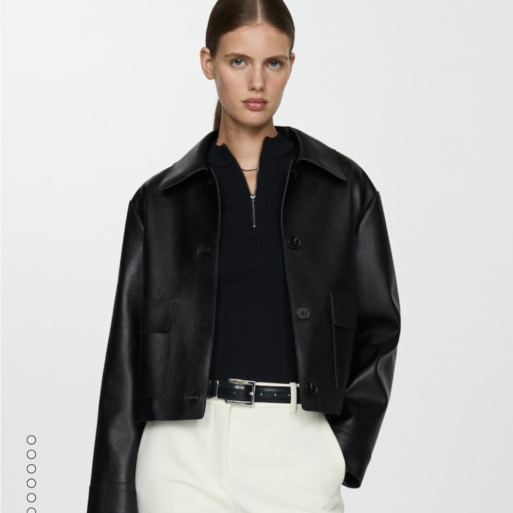 MANGO Faux Leather Jacket with Pockets